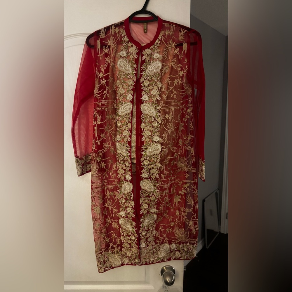 Elegant Red Embroidered Dress